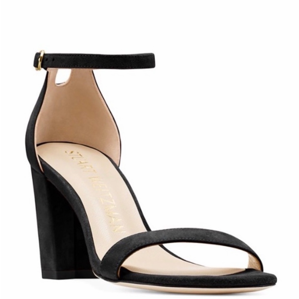 Stuart Weitzman Black Block Heel Sandals